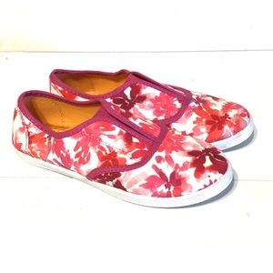 Pink Flowers Sip-on Sneakers Tennis Shoes Size 6